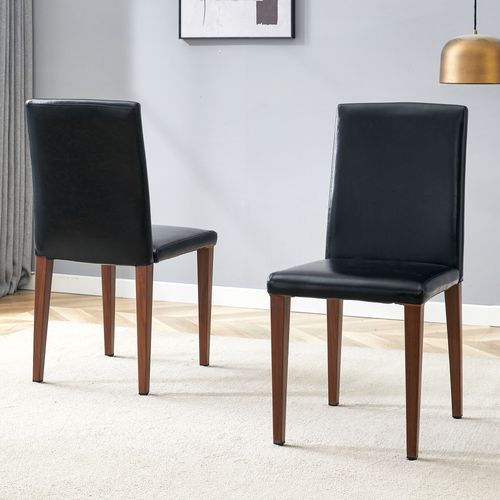 Lot De 2 Chaises De Salle à Manger, H 90 Cm, Confort Ergonomique, Métal, Noir Et Marron