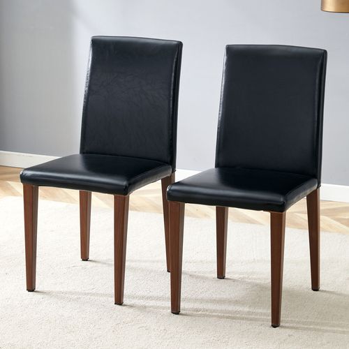 Lot De 2 Chaises De Salle à Manger, H 90 Cm, Confort Ergonomique, Métal, Noir Et Marron