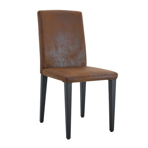 Lot De 2 Chaises Salle à Manger, H90 Cm Assise 41 Cm, Tissu Marron Effet Suedine, Metal Noir