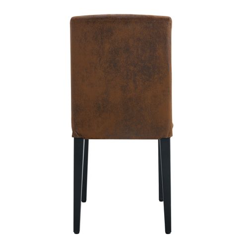 Lot De 2 Chaises Salle à Manger, H90 Cm Assise 41 Cm, Tissu Marron Effet Suedine, Metal Noir