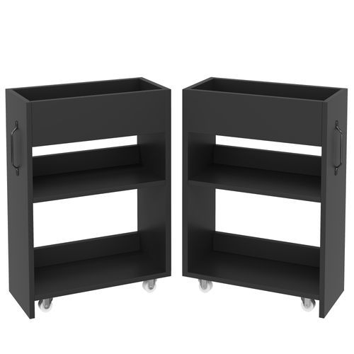 Meuble De Rangement à Roulettes 52x50x75 Cm, Modules Réversibles, Panneau De Particules, Noir