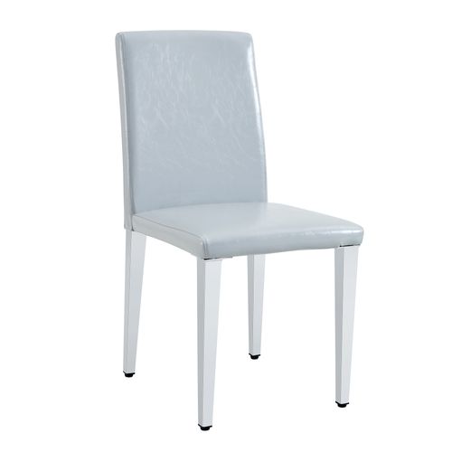 Lot De 2 Chaises De Salle à Manger, H90 Cm, Assise Mousse, Metal Et Pu, Gris Clair Et Argent