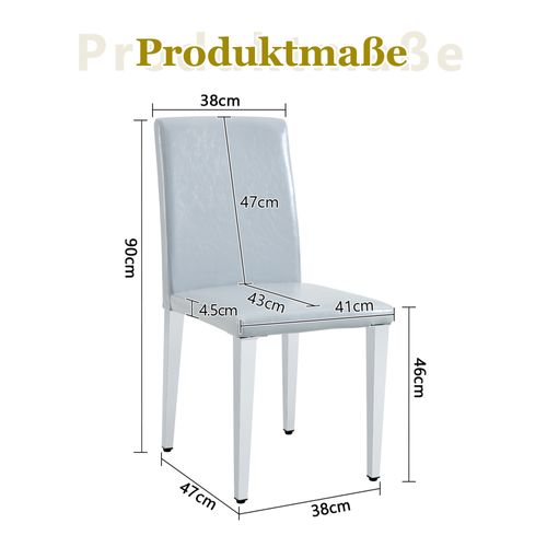 Lot De 2 Chaises De Salle à Manger, H90 Cm, Assise Mousse, Metal Et Pu, Gris Clair Et Argent