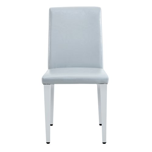 Lot De 2 Chaises De Salle à Manger, H90 Cm, Assise Mousse, Metal Et Pu, Gris Clair Et Argent