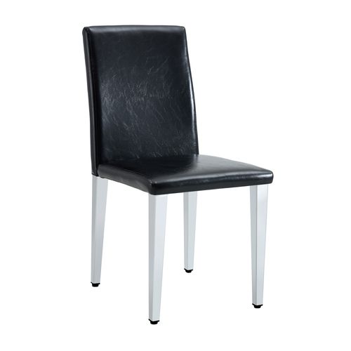 Lot De 2 Chaises De Salle à Manger, H90 Cm, Assise Pu Noir, Pieds Metal Argente, Charge 120 Kg