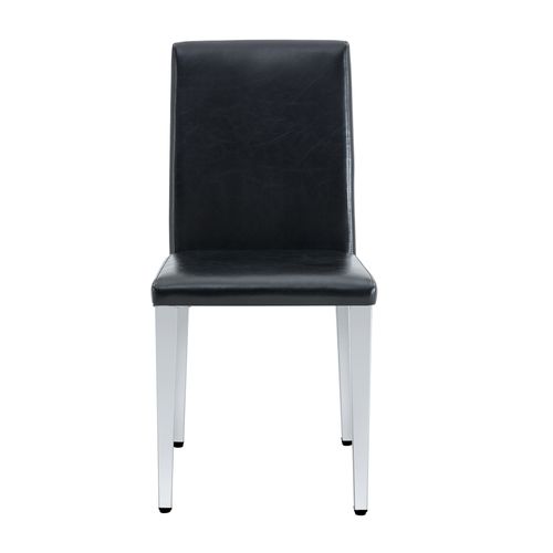 Lot De 2 Chaises De Salle à Manger, H90 Cm, Assise Pu Noir, Pieds Metal Argente, Charge 120 Kg