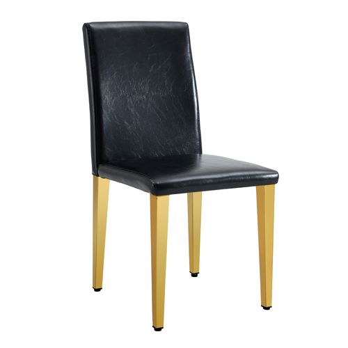 Lot 4 Chaises Salle à Manger, H 90 Cm, Dossier Ergonomique, Metal Et Cuir Pu, Noir Et Or