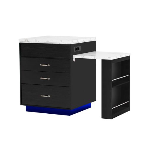 Buffet De Cuisine Extensible 126 à 188 Cm, Avec LED Et Prises USB, Mdf, Coloris Noir