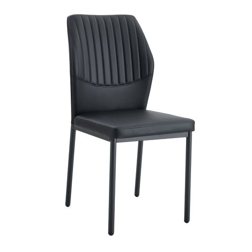 Lot De 4 Chaises De Salle à Manger, H93 Cm, Dossier Rayures Verticales, Métal Pu, Noir