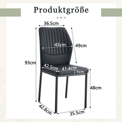 Lot De 4 Chaises De Salle à Manger, H93 Cm, Dossier Rayures Verticales, Métal Pu, Noir