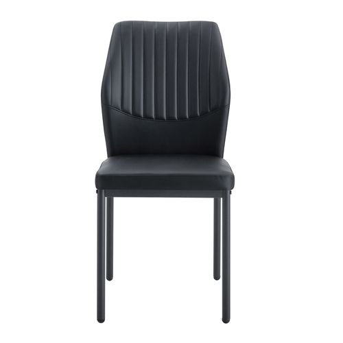 Lot De 4 Chaises De Salle à Manger, H93 Cm, Dossier Rayures Verticales, Métal Pu, Noir