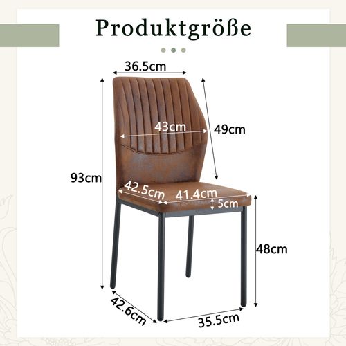 Lot De 4 Chaises Salle à Manger H93 Cm, Tissu Technique, Pieds Métal, Marron Et Noir