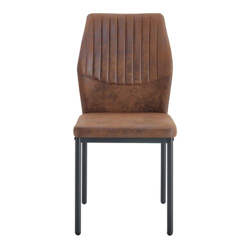 Lot De 4 Chaises Salle à Manger H93 Cm, Tissu Technique, Pieds Métal, Marron Et Noir
