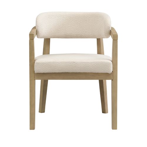 Lot De 2 Chaises 58x51x78cm En Bois Et Tissu Boucle, Couleur Beige Et Bois