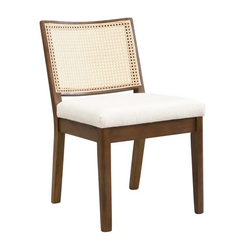 Lot De 2 Chaises 61x48x78.5cm En Bois Et Lin, Couleur Marron Et Beige