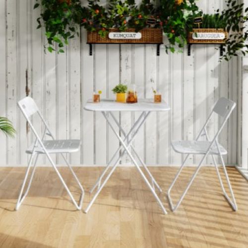 Ensemble Bistro 3 Pièces Teck Balcon - 2 Chaises Pliantes + Table Ronde 60cm - Ambientehome