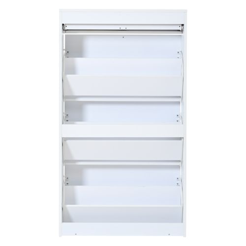 Meuble à Chaussures 70x25x123,5 Cm, 3 Portes à Bascule, 1 Tiroir, Mdf, Blanc