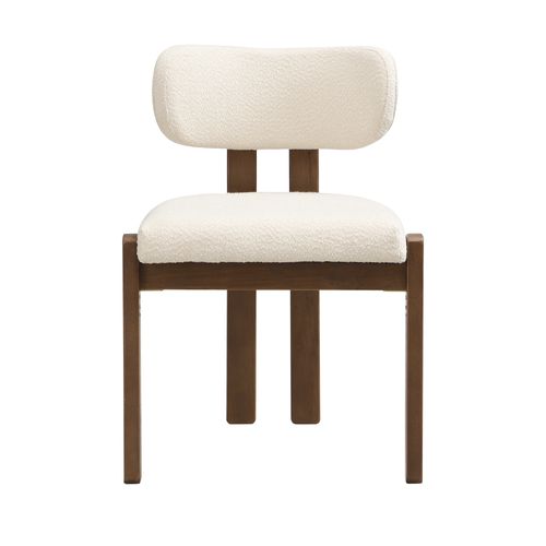 Lot De 6 Chaises De Salle à Manger, Assise Ergonomique, Bois Et Tissu Bouclé, Couleur Brun