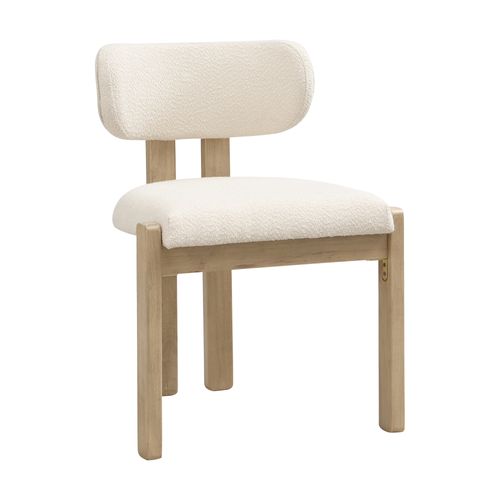 Lot De 6 Chaises Salle à Manger, Assise Bouclé, Structure En Bois, Couleur Naturelle