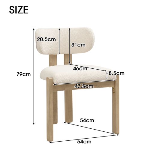 Lot De 2 Chaises De Salle à Manger, Tissu Bouclé, Structure En Bois, Couleur Naturelle