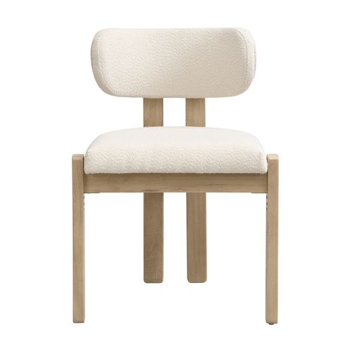 Lot De 2 Chaises De Salle à Manger, Tissu Bouclé, Structure En Bois, Couleur Naturelle