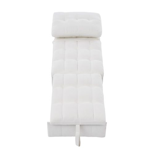 Fauteuil Convertible 192x68x52/95x68x76 Cm, Dossier Réglable, Assise Extensible, Tissu, Blanc