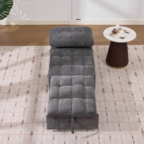 Fauteuil Convertible 192x68x52/95x68x76 Cm, Dossier Réglable, Assise Extensible, Tissu, Couleur Gris