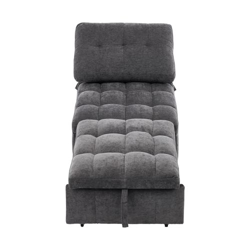 Fauteuil Convertible 192x68x52/95x68x76 Cm, Dossier Réglable, Assise Extensible, Tissu, Couleur Gris