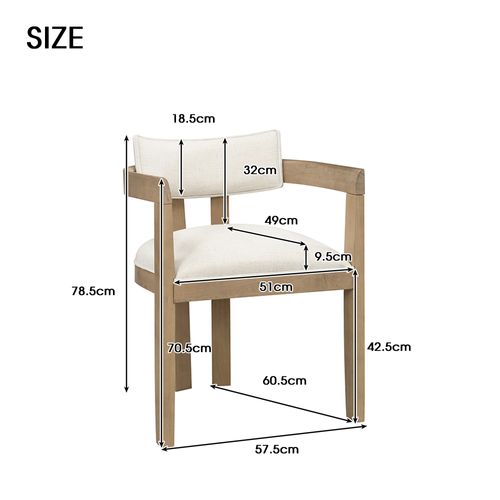 Lot De 2 Chaises Avec Accoudoirs, Confort Respirant, Bois Et Lin, Couleur Bois