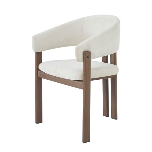 Lot De 2 Chaises Avec Accoudoirs, Dimensions 61.5x52.5x83 Cm, Métal, Tissu Lin, Brun+beige
