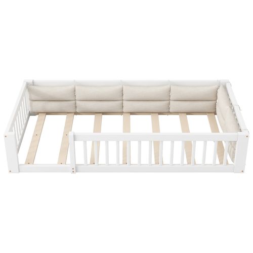 Lit Enfant 90x200 Cm, Lit Simple, Barrière De Sécurité, Bois Et Mdf, Coloris Blanc