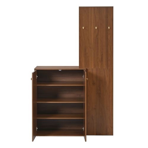 Ensemble Meuble D'entrée 115x38,5x191,5 Cm, Meuble à Chaussures Et Penderie, Mdf, Couleur Brun