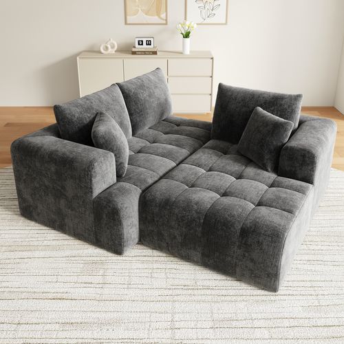 Canapé Modulable 244,5x136x79 Cm, Mousse, Sans Cadre, 3 Places, Chenille, Gris