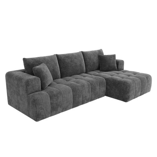 Canapé Modulable 244,5x136x79 Cm, Mousse, Sans Cadre, 3 Places, Chenille, Gris