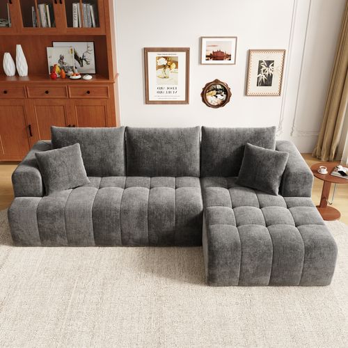 Canapé Modulable 244,5x136x79 Cm, Mousse, Sans Cadre, 3 Places, Chenille, Gris