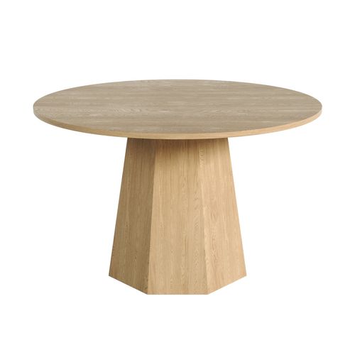 Table à Manger Ronde 120x120x75 Cm, 4 à 6 Personnes, Style Scandinave, Mdf, Couleur Bois