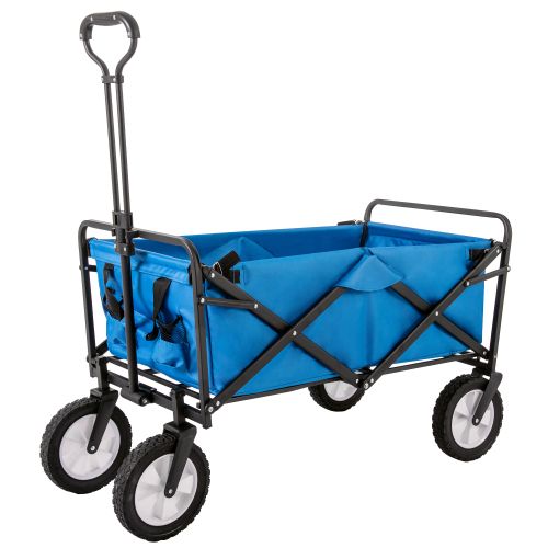 Chariot De Transport Pliable Tout-terrain 96 L, Acier Et Tissu 600d, Roues 360°, Bleu
