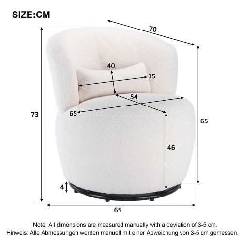 Fauteuil Pivotant En Teddy, Mousse D28 Et Piètement Métal, Blanc