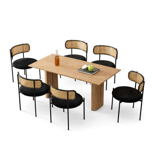 Lot de 6 chaises de salle à manger en velours noir