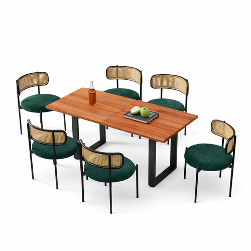 Lot de 6 chaises de salle à manger en velours vert