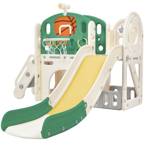 Toboggan Pour Enfants Avec Tunnel, Échelle, Panier De Basket Et Passage