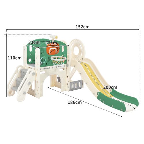 Toboggan Pour Enfants Avec Tunnel, Échelle, Panier De Basket Et Passage