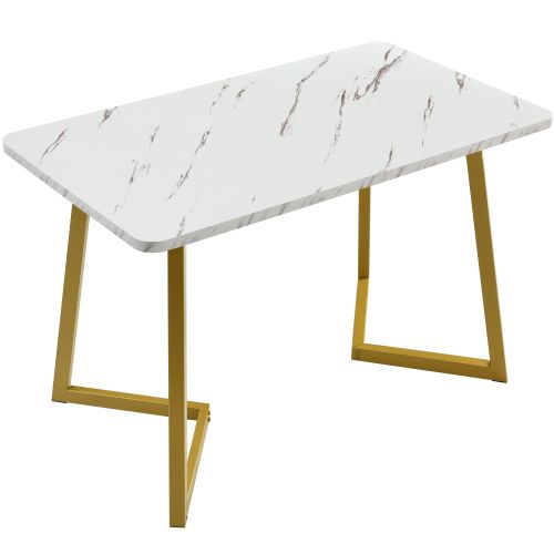Ensemble Table Et Chaises, Table à Manger Avec Pieds Métal Doré Et 4 Chaises En Velours Beige