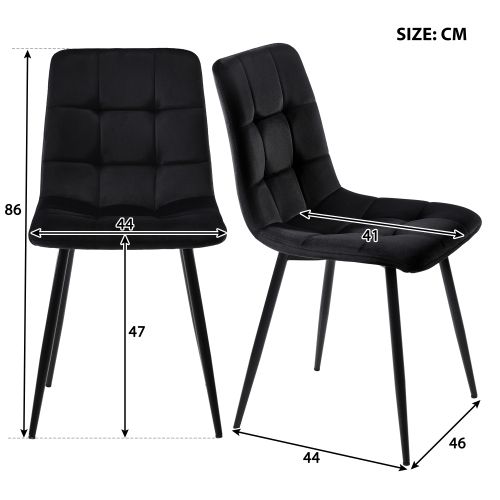 Ensemble Table Et Chaises, Table à Manger Avec Pieds Dorés Et 4 Chaises En Velours Noir