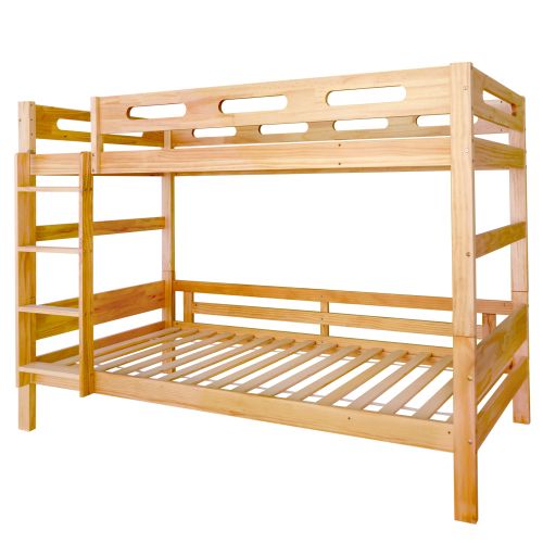 Lit Superposé Enfant 90x200 Cm, Transformable En 2 Lits Simples, Avec Lattes, En Bois, Naturel