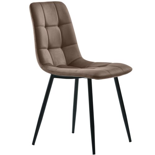 Ensemble Table Et Chaises, Table à Manger Avec Pieds Métal Noir Et 4 Chaises En Velours Gris