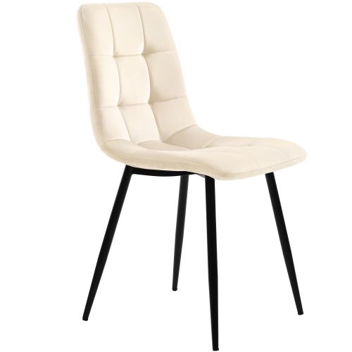 Ensemble Table Et Chaises, Table à Manger Avec Pieds Métal Noir Et 4 Chaises En Velours Beige