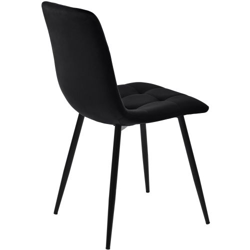 Ensemble Table Et Chaises, Table à Manger 140x80cm Avec Pieds Métal Et 4 Chaises En Velours Noir