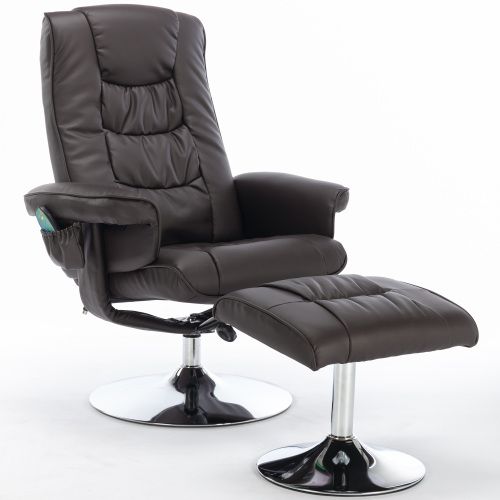 Fauteuil Massant Avec Repose-pieds Et Rotation 360°, Simili Cuir, Marron