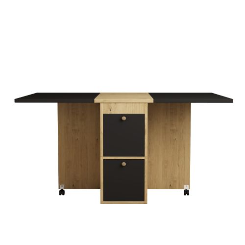 Ensemble Table Et Chaises, Table à Manger 120 Cm Noir Et 4 Chaises En Pu Chêne